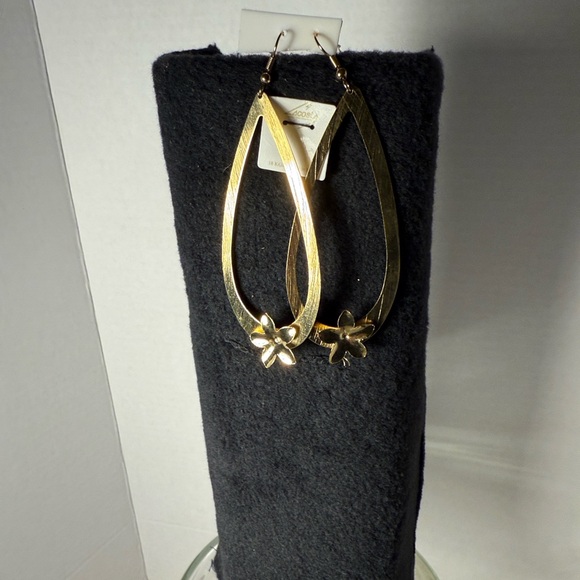 Lacoste Gold Teardrop Earrings with Floral Accent - Picture 3 of 3